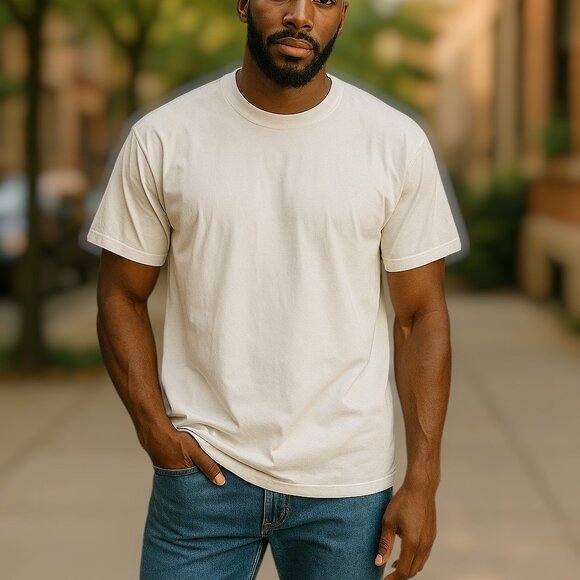 3 for/ $25 Champs Sport Mens White Plain High Crew Neck T-Shirt Size Medium - Picture 3 of 7